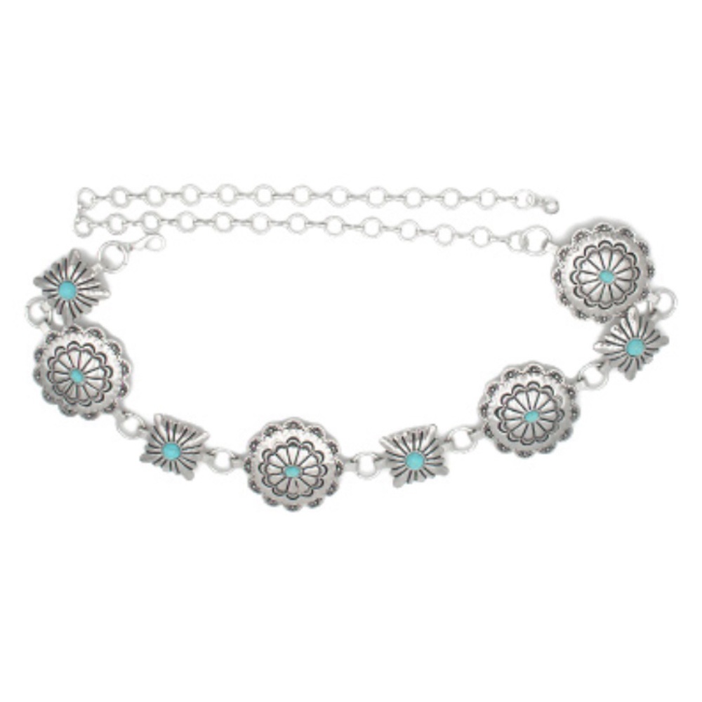 COPY - Western Style Concho Chain Belt - Boho Chic Statement Piece